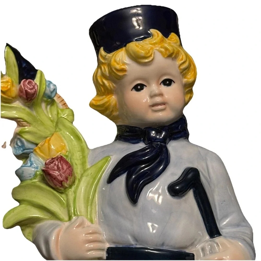 Delft Blue Hand Painted Dutch Girl & Boy Figurines 12